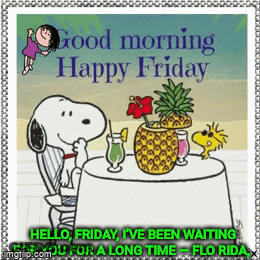 Snoopy And Woodstock Sitting At Table With Pineapple GIF