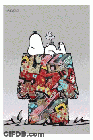 Snoopy And Woodstock Sleeping In House GIF