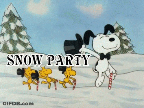Snoopy And Woodstock Snow Party GIF