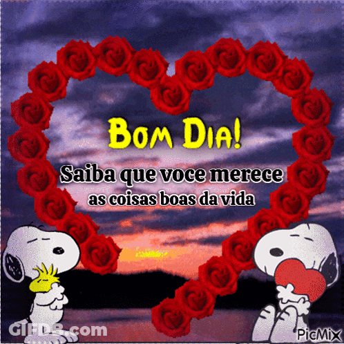 Snoopy And Woodstock Surrounded By Roses GIF