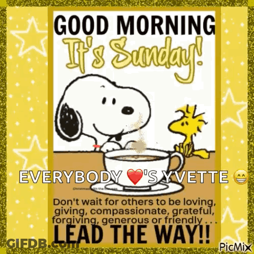 Snoopy And Woodstock With Coffee GIF