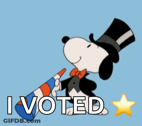 Snoopy Blowing Horn I Voted GIF