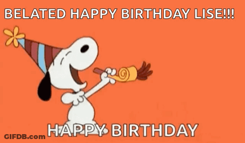 Snoopy Blowing Party Horn Belated Birthday GIF