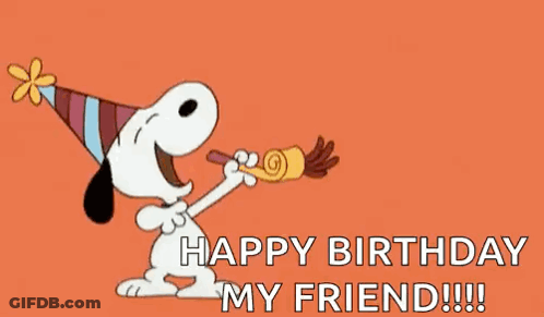 Snoopy Blowing Party Horn Happy Birthday My Friend GIF