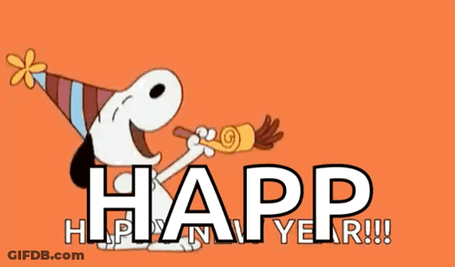 Snoopy Blowing Party Horn Happy New Year GIF