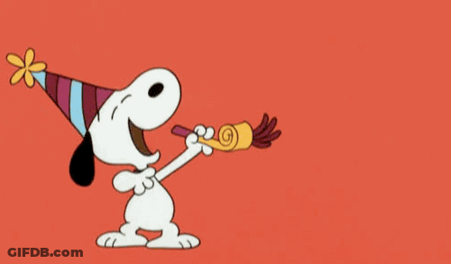 Snoopy Blowing Party Horn GIF