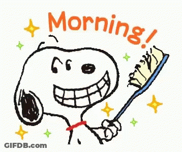 Snoopy Brushing His Teeth GIF