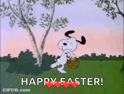 Snoopy Carrying Easter Basket In Field GIF