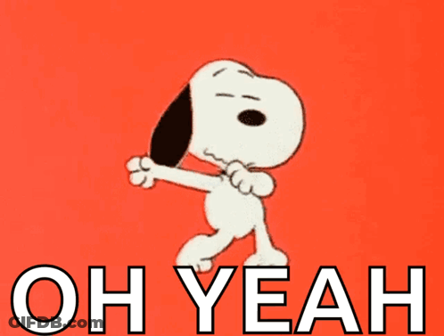 Snoopy Cartoon Saying Oh Yeah GIF