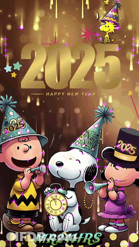Snoopy Charlie Brown And Lucy Are Celebrating New Year 'S Eve GIF