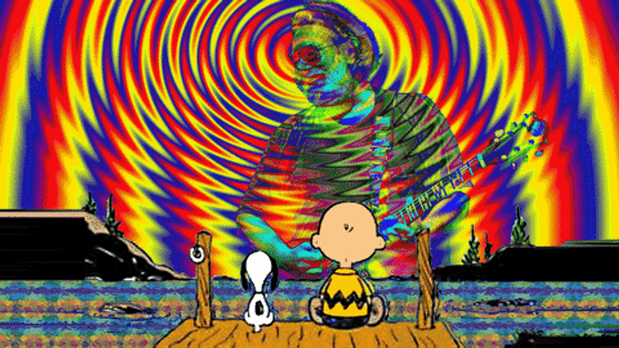 Snoopy Charlie Brown Watching Grateful Dead Jerry Garcia GIF
