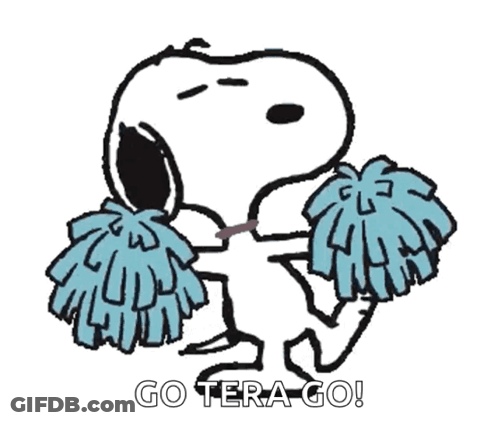 Snoopy Cheering With Pom Poms GIF