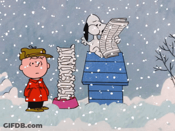 Snoopy Christmas Eating With Bones GIF