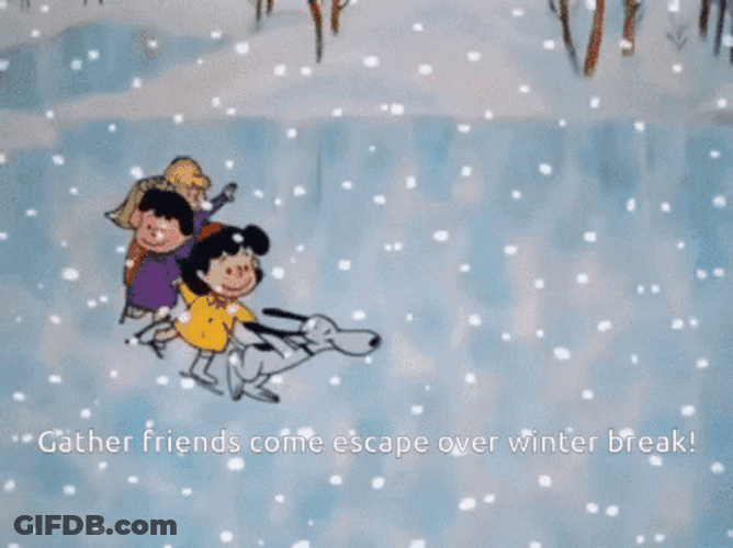 Snoopy Christmas Ice Skating With Friends GIF
