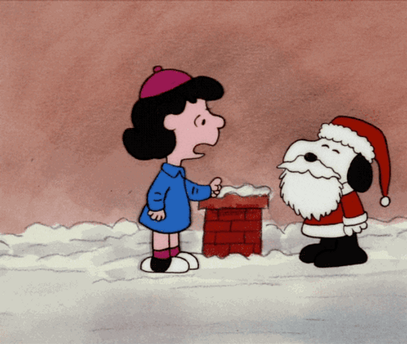 Snoopy Christmas Santa With Lucy GIF