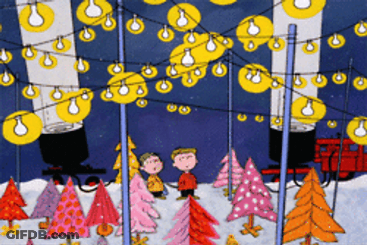 Snoopy Christmas Under Christmas Lights GIF