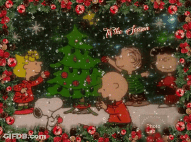 Snoopy Christmas With Peanuts Family GIF