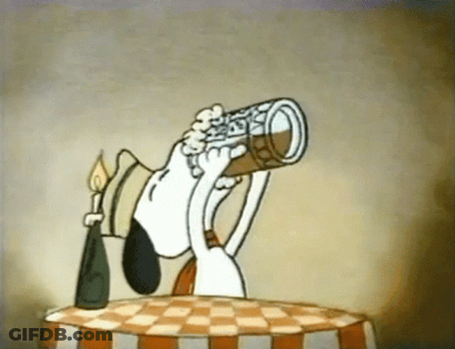 Snoopy Chugging Beer GIF