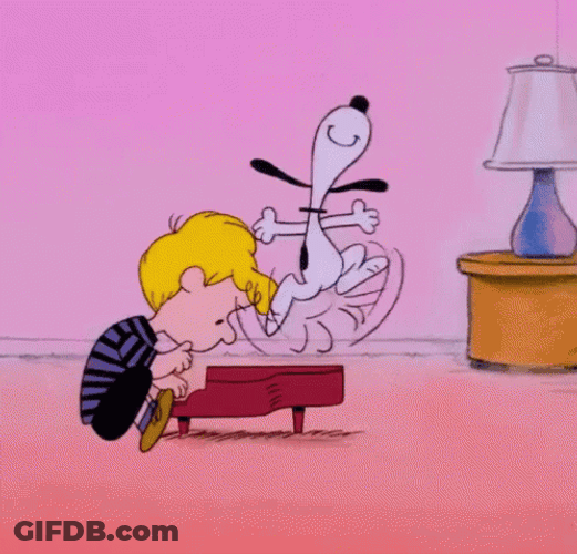 Snoopy Dance With Schroeder Playing Piano GIF