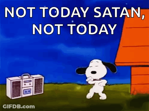Snoopy Dancing Boombox Not Today Satan GIF