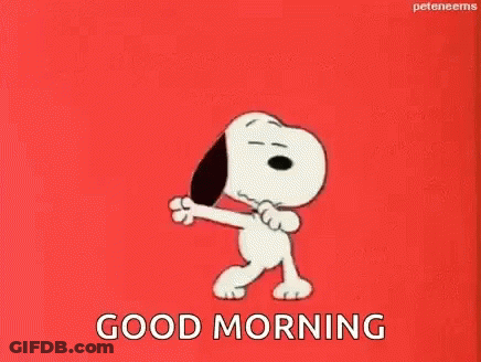 Snoopy Dancing Good Morning On Red Background GIF
