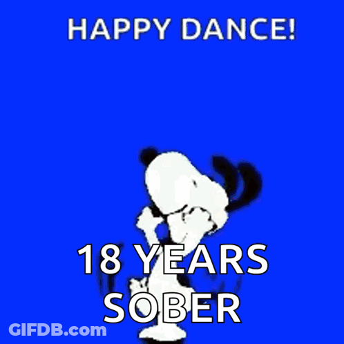 Snoopy Dancing Happy Dance 18 Years Sober GIF