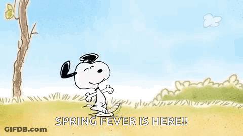 Snoopy Dancing In Field Spring Fever GIF
