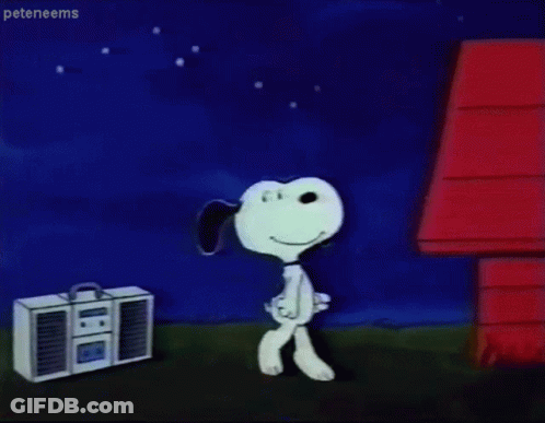 Snoopy Dancing In Front Of Boombox GIF