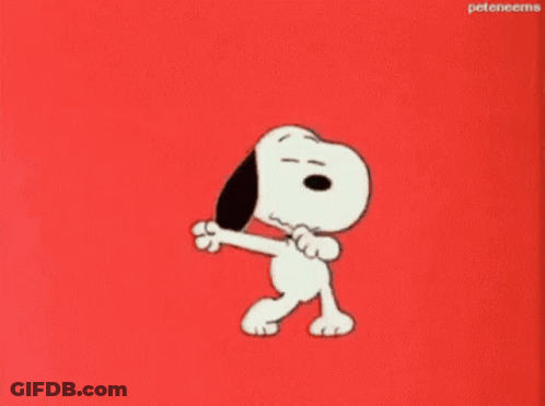 Snoopy Dancing In Red Background GIF