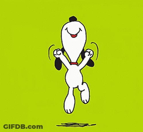 Snoopy Dancing On Green Background GIF