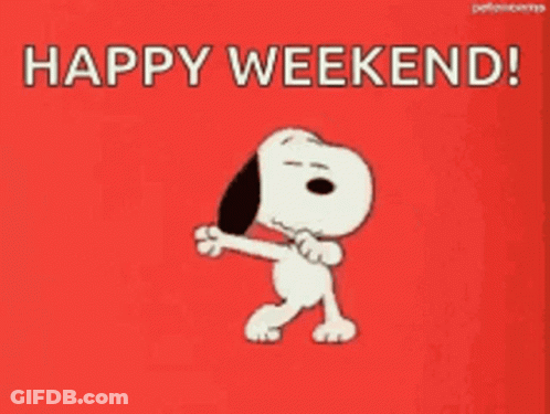 Snoopy Dancing On Red Background Happy Weekend GIF