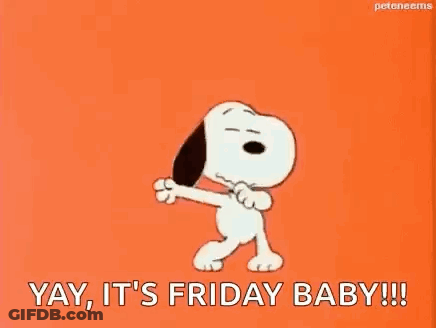 Snoopy Dancing Orange Background Yay It's Friday Baby GIF