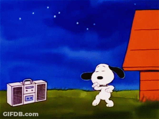Snoopy Dancing Radio Night GIF