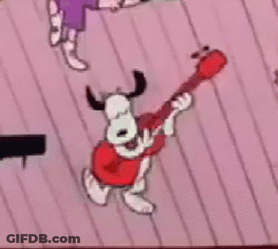 Snoopy Dancing Rooftop Playing Guitar GIF