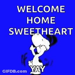 Snoopy Dancing Saying Welcome Home GIF
