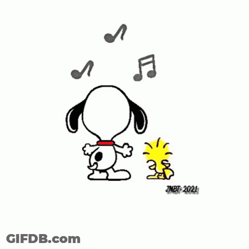 Snoopy Dancing Woodstuck Music GIF