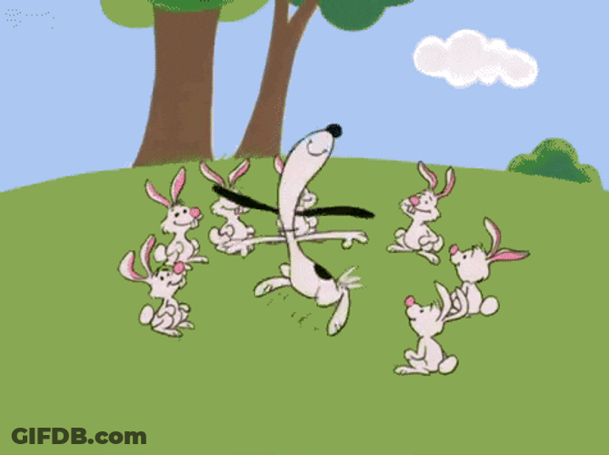 Snoopy Dancong With Bunnies GIF