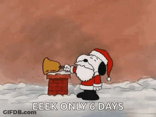 Snoopy Dressed As Santa Holding Bell GIF
