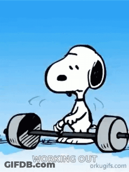 Snoopy Ecstatic Working Out GIF