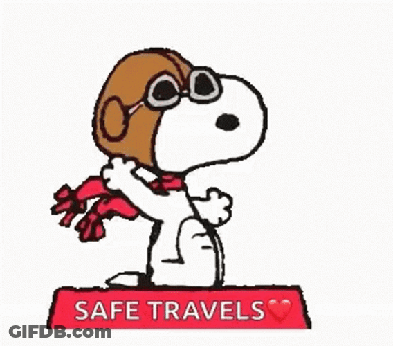 Snoopy Flying Safe Travels GIF