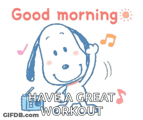 Snoopy Good Morning Work Exercise GIF