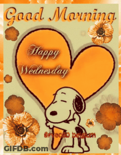 Snoopy Greeting Card Saying Good Morning Happy Wednesday GIF