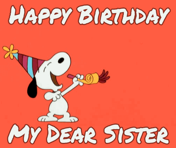 Snoopy Happy Birthday Sister GIF