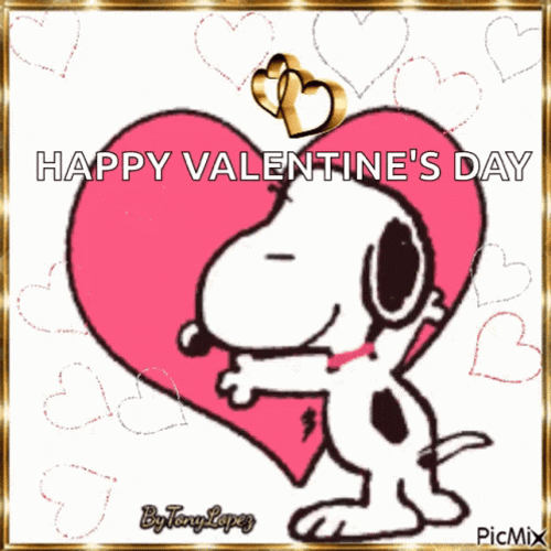 Snoopy Happy Valentines Day Greeting Card GIF