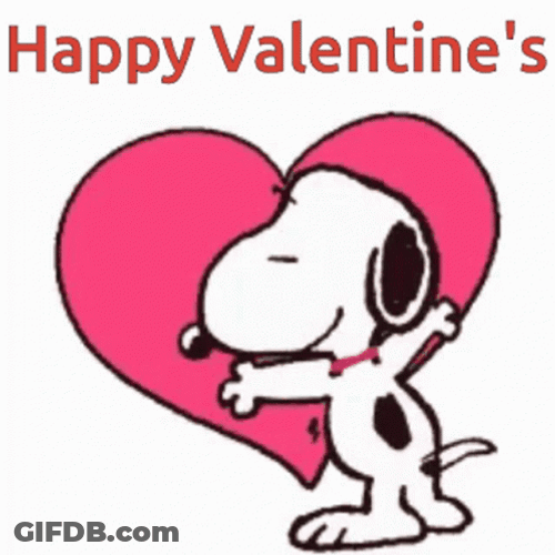 Snoopy Happy Valentines Day Hugging Big Heart GIF