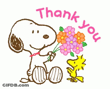 Snoopy Holding Bouquet Of Flowers Next To Woodstock GIF