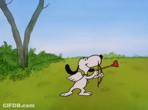 Snoopy Holding Bow And Arrow GIF