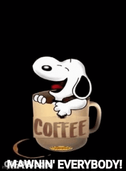 Snoopy Holding Coffee Saying Tuesday Begins After Mawnin Everybody GIF