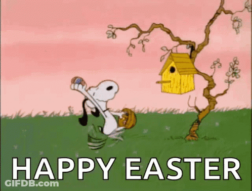 Snoopy Holding Easter Egg Saying Happy Easter GIF