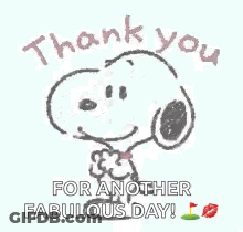 Snoopy Holding Hands Together Saying Thank You For Another Fabulous Day GIF